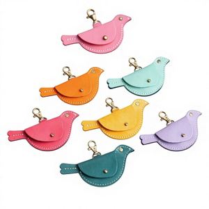 PU Leather Bag Charm Pendant Cute Bird Shaped Coin Purse <b>Creative</b> Animal Keychain - Product Image 4