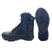 Bottes de protection d'extérieur en cuir noir avec semelle en caoutchouc, respirantes et imperméables pour hommes, OEM ODM personnalisées, ISO C