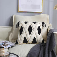 Coussins de canapé modernes personnalisables Innermor, oreillers bohèmes, décoration intérieure, faits à la main, en coton noir et blanc, capitonnés avec broderie tissée