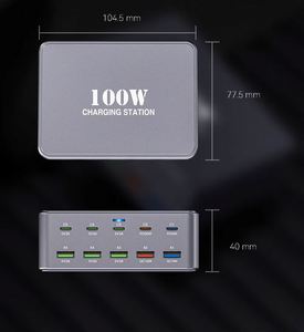 100W GaN 10-Port <b>Fast</b> <b>Charging</b> Station PD 3.0 Power Hub for Multi-Device Laptop/Phone 5V/3A Essential for Desktop Travel - Product Image 6