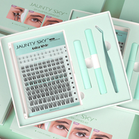 Precio de fábrica, marca privada, kits de pestañas DIY, 8-16mm, rizo D, kit de pestañas postizas personalizadas, efecto ojo de zorro, segmentos precortados