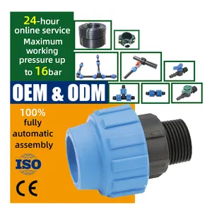 Système d'irrigation automatique de ferme tuyau en poly connecteur rapide raccords d'eau PN16 pvc/hdpe tuyau compression adaptateur fileté mâle