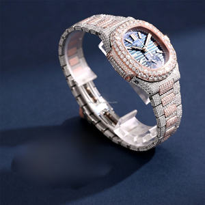 Montre analogique classique pour homme en moissanite de couleur D VVS, cristal saphir, bracelet en acier inoxydable, largeur 20 mm, alliage unisexe Eta - Product Image 3