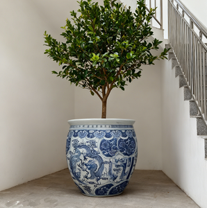 Maceta <span class=keywords><strong>de</strong></span> Bonsái <span class=keywords><strong>de</strong></span> Porcelana Azul y Blanca China con Patrón <span class=keywords><strong>de</strong></span> Dragón y Fénix, Maceta Grande <span class=keywords><strong>de</strong></span> Cerámica <span class=keywords><strong>para</strong></span> Árbol <span class=keywords><strong>de</strong></span> Bonsái <span class=keywords><strong>de</strong></span> Pino - Product Image 4