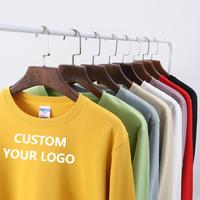 Sweat-shirt à col rond en coton jaune uni avec logo personnalisé, coupe ample, décontracté, unisexe, vêtements d'hiver