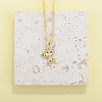 Collier simple en plaqué or 14 carats pour jeunes filles et femmes, pendentif en laiton en forme de cœur d'ours espagnol avec zircone cubique, bijoux DIY pour enfants
