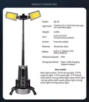 Projecteur de Travail LED Rechargeable Portable, Lampe Torche avec Support Pliable et Tige Extensible pour la Chasse, le Camping, la Randonnée et la Réparation
