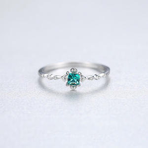 Anillo de circón <span class=keywords><strong>Esmeralda</strong></span> cuadrado chapado en oro de plata de ley S925 de lujo con estilo para damas - Product Image 6