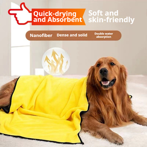 Serviette pour animaux de compagnie double face douce 80% polyester 20% polyamide absorbante taille personnalisable pour garder au chaud les chiens et les chats pour le bain et le séchage - Product Image 4