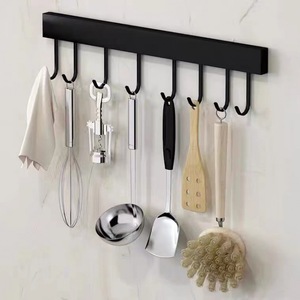 No-drill stainless steel <b>kitchen</b> <b>storage</b> rack, wall-mounted, multi-functional adjustable hooks, rack, and <b>storage</b>. - Product Image 1