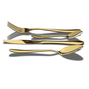 Juego de Cubiertos de 4 Piezas con Estuche de Tela y Acero Inoxidable Pulido Color Champán - Product Image 1