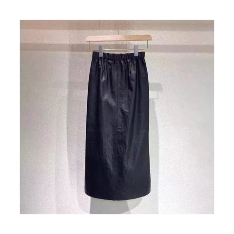 2025 Wholesale Spring New Fashion Ladies Solid Color Causal Genuine Leather Skirt for Women