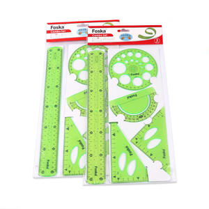 Ensemble <span class=keywords><strong>de</strong></span> papeterie Foska <span class=keywords><strong>de</strong></span> haute qualité 5 pièces ensemble <span class=keywords><strong>de</strong></span> mathématiques géométriques règles en plastique pliables transparentes avec carré et <span class=keywords><strong>rapporteur</strong></span> - Product Image 1