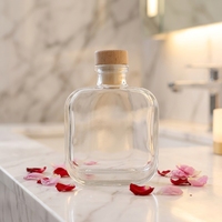 Bouteille diffuseur d'arômes en verre rond vide de 200 ml avec bouchon en bois, impression sérigraphique, huile essentielle parfumée