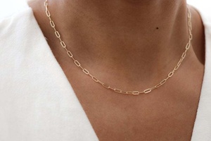 Women Accessories Jewelry Stainless Steel Gold Plating <strong>Paperclip</strong> <strong>Thick</strong> <strong>Chain</strong> Choker <strong>Necklace</strong> - Product Image 4
