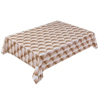 Housse de table carrée en PVC gris neutre de luxe avec texture triangulaire 3D, impression personnalisée, taille et couleur au choix, imperméable, anti-taches, écologique, moderne