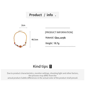 Kalung Manik Kupu-kupu Akrilik <span class=keywords><strong>Retro</strong></span>, Aksesoris Rantai Lintas Batas, Kalung Resin Bunga untuk Wanita - Product Image 6