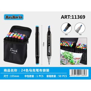 Set di pennarelli in plastica a 24 colori per artisti e designer, tra cui pennarelli in custodia nera - Product Image 1