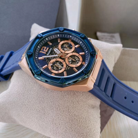 Montre chronographe pour homme, lunette à vis, cadran squelette, bracelet en silicone, grand boîtier, affichage de la date, montre sport de luxe, multicolore