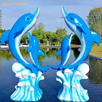 Sculptures d'animaux en résine de grande taille et statues de dauphins en fibre de verre très vendues pour la décoration de places publiques