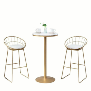 Chaise de bar en bois massif forgé au style nordique, chaise ronde créative, pour salon de thé, chaise de bar, en fer forgé, 1 pièce - Product Image 2