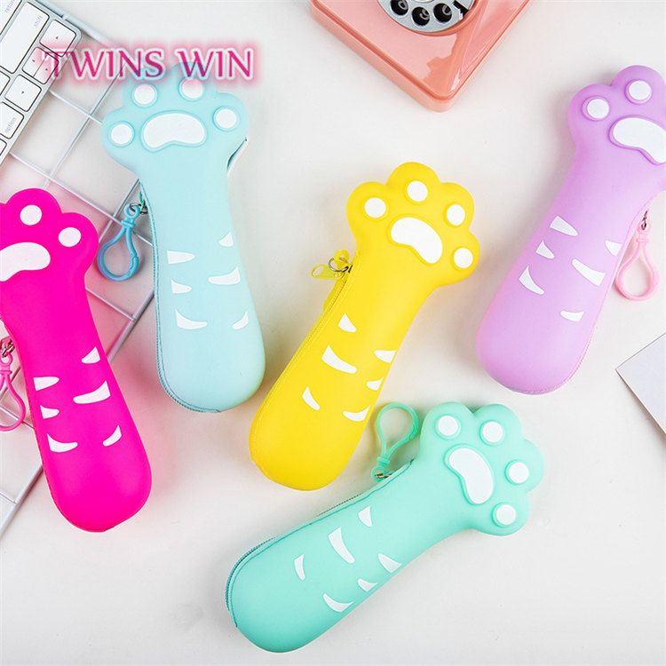 Большая емкость Водонепроницаемый офисные школьные принадлежности с принтом «кошачий коготь» пенал для карандашей детская силикон цвет пенал 1513