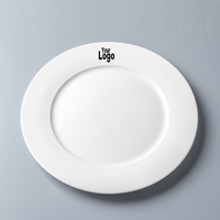 Assiettes plates rondes en porcelaine blanche imprimée de logo personnalisé et assiettes en céramique pour restaurants boîte à couverts Plato