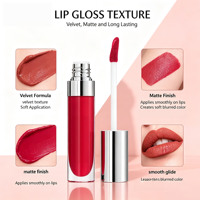 Gloss à lèvres mat personnalisé à logo, rouge à lèvres liquide velours haute pigmentation, longue tenue, anti-transfert, non desséchant – Meilleure vente
