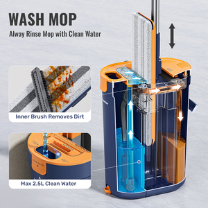 Homettler AMZ Mop Piatto e Secchio per Pulizia Pavimenti con Separazione Sporco-Pulito, in Microfibra, con Ricambio Panno Mop e Strizzatore Automatico, ad Alto Rendimento - Product Image 3