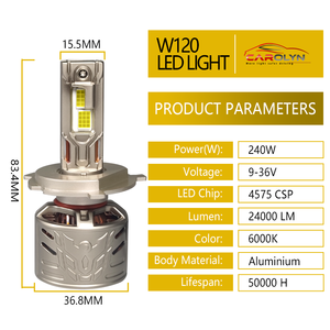 CAROLYN CSP ชิป 120w Led h7 ไฟหน้า H11 9004 9007 H4 LED 9005 240 <span class=keywords><strong>w</strong></span> hb3 9005 hb4 9006 led ไฟหน้าหลอดไฟ Led ไฟรถ 240w - Product Image 4