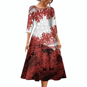 Ropa de lujo para mujer, vestido informal con estampado Floral Hawaiano de talla grande de gama alta, vestido personalizado de diseño Tribal polinesio Formal Sexy