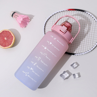 Amazons meilleure vente 2000ML marqueur de temps de motivation Fitness Sport Gym bouteille d'eau Portable en plastique sans BPA avec poignée et paille