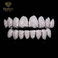 Oferta Especial: Grillz Brillantes de Moissanita 8 en 8, Plata 925, Joyería Personalizada con Apariencia de Diamante para Hip Hop, Streetwear y Baile