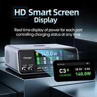 Cargador GaN Rápido Tipo-C de 165W PD 3.0 QC3.0 con Cable Retráctil y Pantalla Digital Inteligente para Teléfonos Móviles y Portátiles