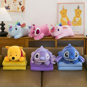 Linda Manta de Peluche de Oso Rosa de Dibujos Animados 2 en 1, Almohada de Franela Suave con Animal de Peluche y Cojín a Juego Kawaii para Siesta en la <span class=keywords><strong>Oficina</strong></span> - Product Image 2