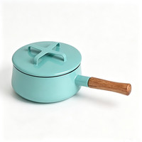 Cocotte en émail vintage personnalisée de 18 cm et 23 cm avec couvercle à bouton croisé et doubles poignées