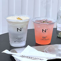 Gobelet à thé au lait commercial en PET, gobelet à boisson froide en plastique transparent, gobelet à café jetable avec couvercle, personnalisation à emporter