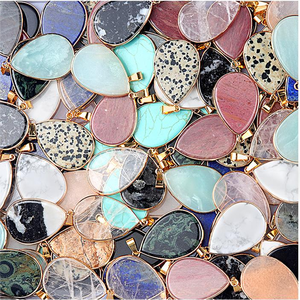 Thạch anh tự nhiên Đá Vỏ mạ cạnh thả hình dạng thời trang đồ trang sức vòng cổ mặt dây quyến rũ đối với trang sức làm pha lê thủ công mỹ nghệ - Product Image 3