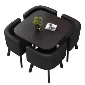 Cheap Modern Hotel <b>Restaurant</b> Meeting Room <b>Furniture</b> OEM Colors Wooden Metal Iron Square Dining Set Table and Chairs - Product Image 2