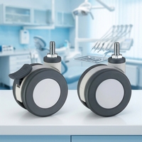 Roulettes médicales en polypropylène à tige filetée, roulement à billes, pivotantes avec frein, silencieuses, non-marquantes, durables, 70-120 kg, pour lits d'hôpital