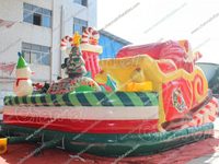 Parcours d'obstacles gonflable sur le thème de Noël, château gonflable extérieur décoré pour enfants, petite machine distributrice, jeux de carnaval, ballons
