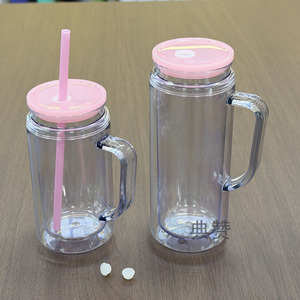 snow globe tumbler 16oz 20oz with handle snowglobe tumbler clear pre drilled DIY with <b>glitter</b> and custom stickers - Product Image 6