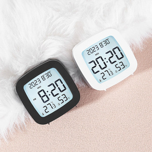 Đơn giản màu trắng <span class=keywords><strong>LCD</strong></span> Digital & analog sinh viên cạnh giường ngủ đồng hồ báo thức nhiệt độ độ ẩm hiển thị đa chức năng thoải mái tiện lợi - Product Image 3