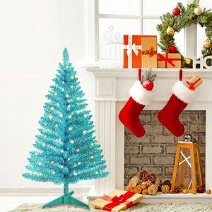High Quality 1.2m Light Blue Artificial <b>Pine</b> Christmas Tree PET Shiny Finish Modern Holiday Decor for Home & Office - Product Image 1