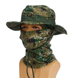 Gorra Balaclava al por mayor para hombre, para escalada y camping, sombrero de pescador de camuflaje para exteriores con cordón, sombrero de pesca tipo cubo con máscara - Product Image 1