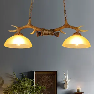 Colgante de cuerno de ciervo de resina Natural tradicional, lámpara de araña, iluminación