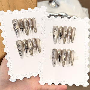 Faux ongles de luxe faits main effet œil de chat, à presser, de qualité supérieure, réutilisables, pour fêtes, mariages, salons de manucure et nail art - Product Image 2