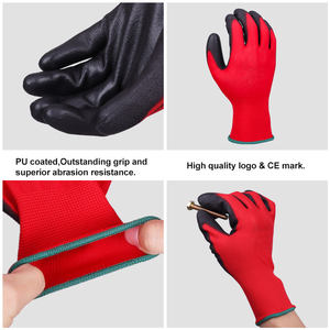 XINGYU Hombres <span class=keywords><strong>13g</strong></span> Poliéster <span class=keywords><strong>PU</strong></span> Recubierto Construcción Grden Guantes Antideslizantes PARA EL Trabajo Guantes de Trabajo de Seguridad de Color Rojo - Product Image 6