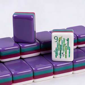 Venta al por Mayor de Fichas de Mahjong Americanas de Acrílico de 4 Capas, 160 Piezas, Grabadas con Láser Morado, Modernas, Portátiles y de Lujo para Entretenimiento - Product Image 2