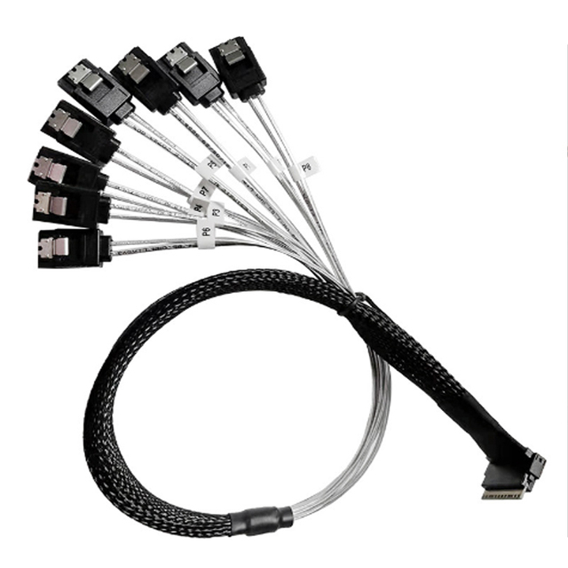 SAS4.0 SFF-8654(8i) to SATA* 8-port Cable Computer Server Adapter Cable